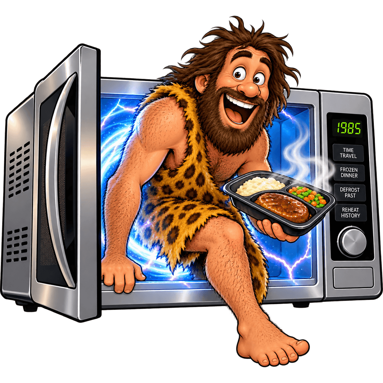 Caveman Emerges from Microwave Time Machine
