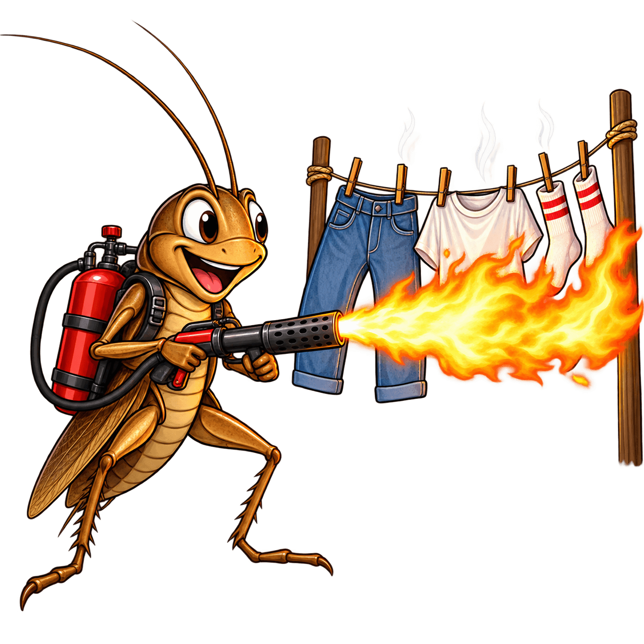 Cricket Uses Flame Thrower to Dry Clothes