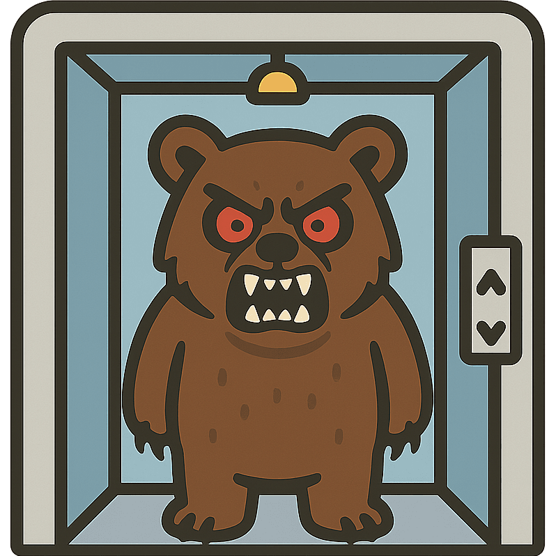 Elevator Door Opens and there is a Bear Inside