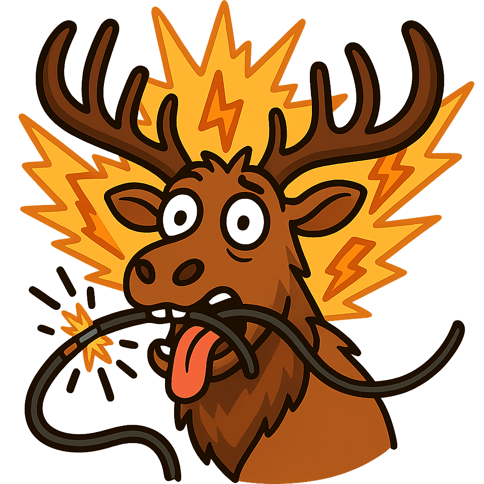 Elk Chews Through Electrical Wires
