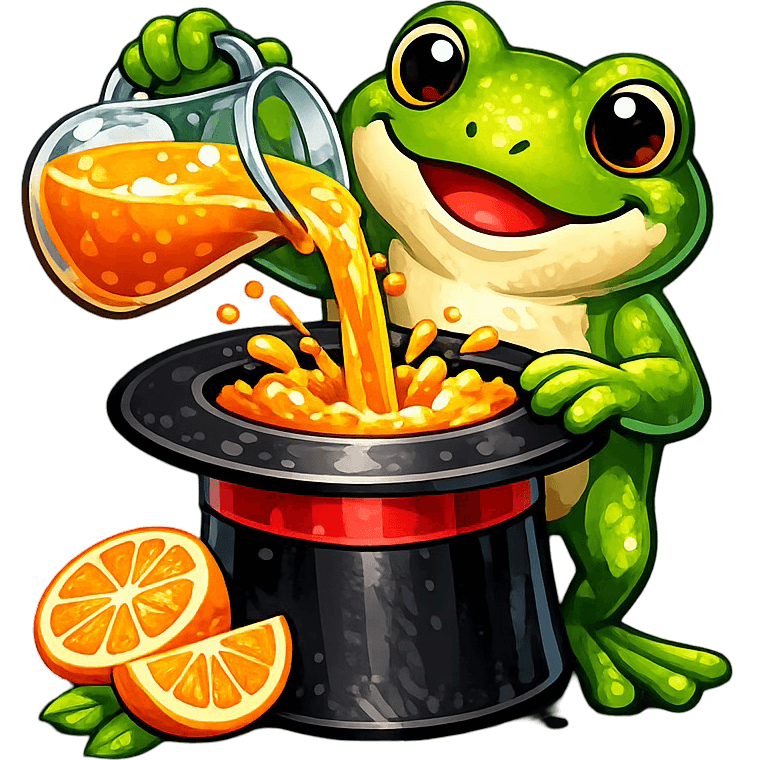 Frog Pours Orange Juice into Top Hat