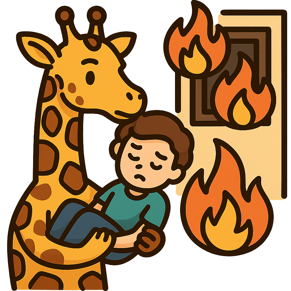 Giraffe Saves Child from Fire