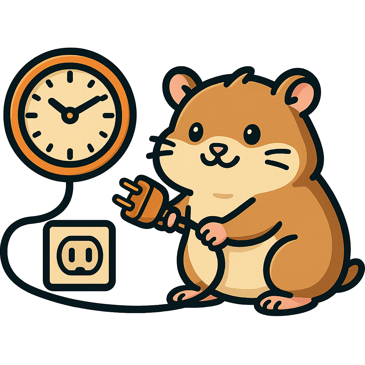 Hamster Plugs in Clock