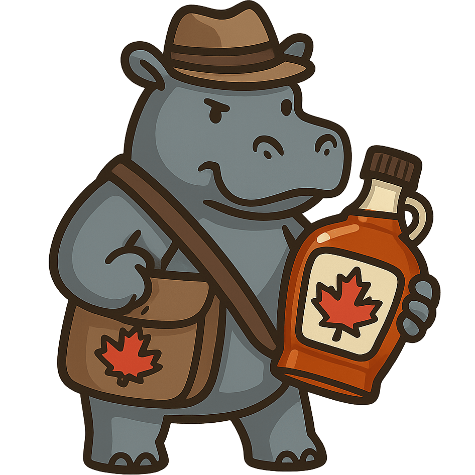 Hippopotamus Smuggles Canadian Maple Syrup to Avoid Tariffs