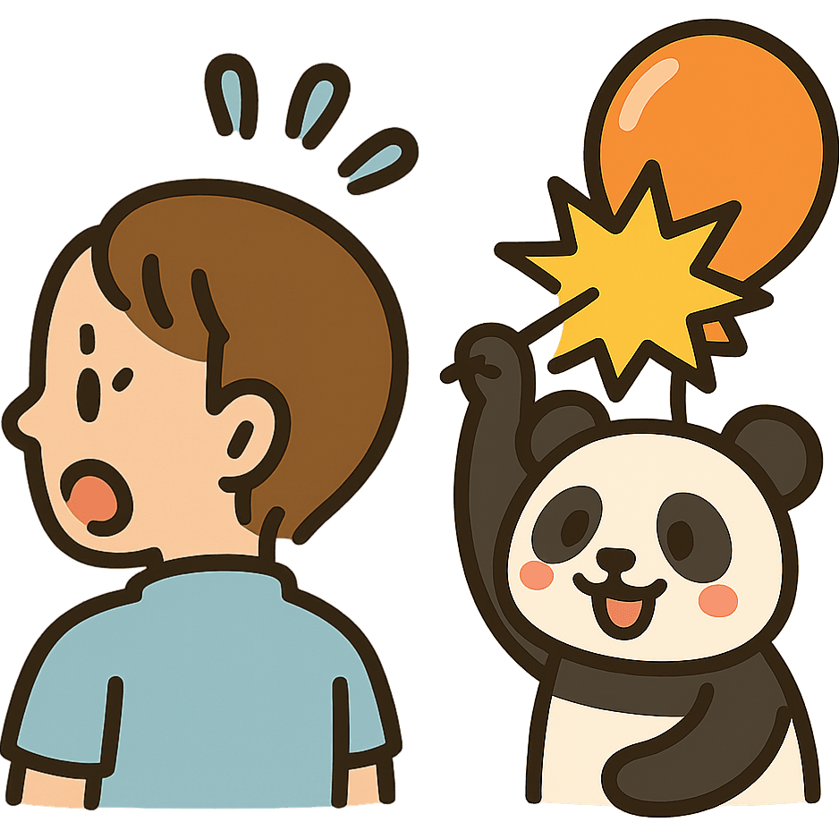 Panda Pops Balloon Behind Your Back