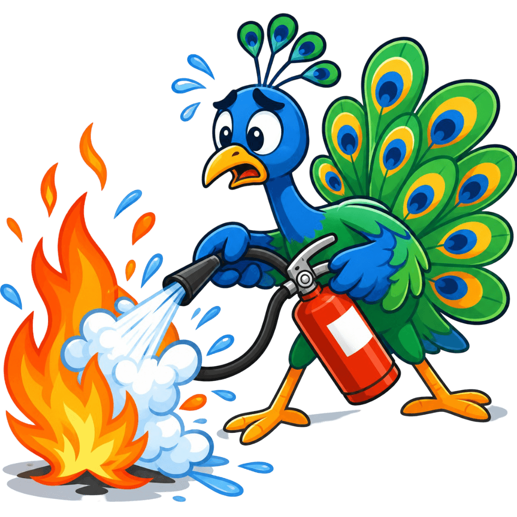 Peacock Extinguishes Fire