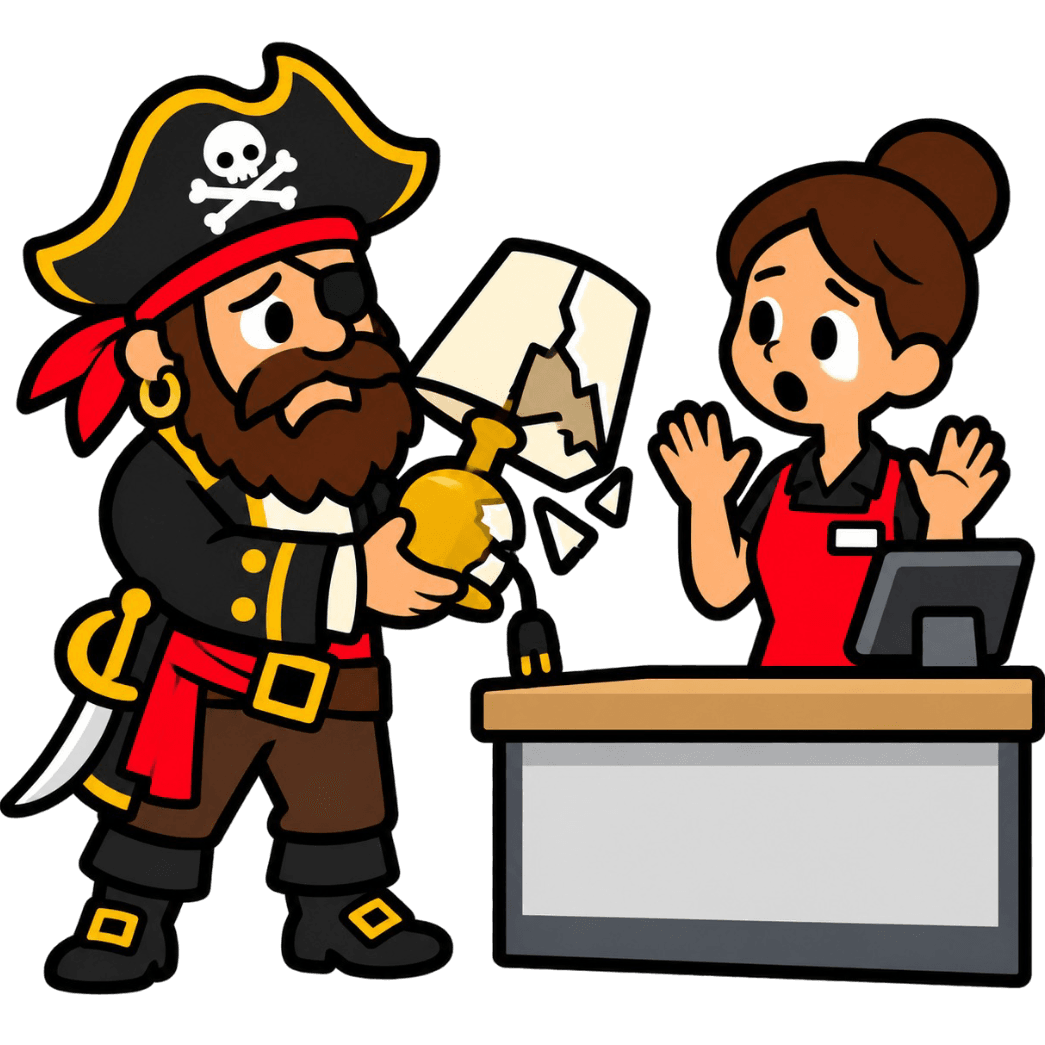 Pirate Returns Broken Lamp to Store