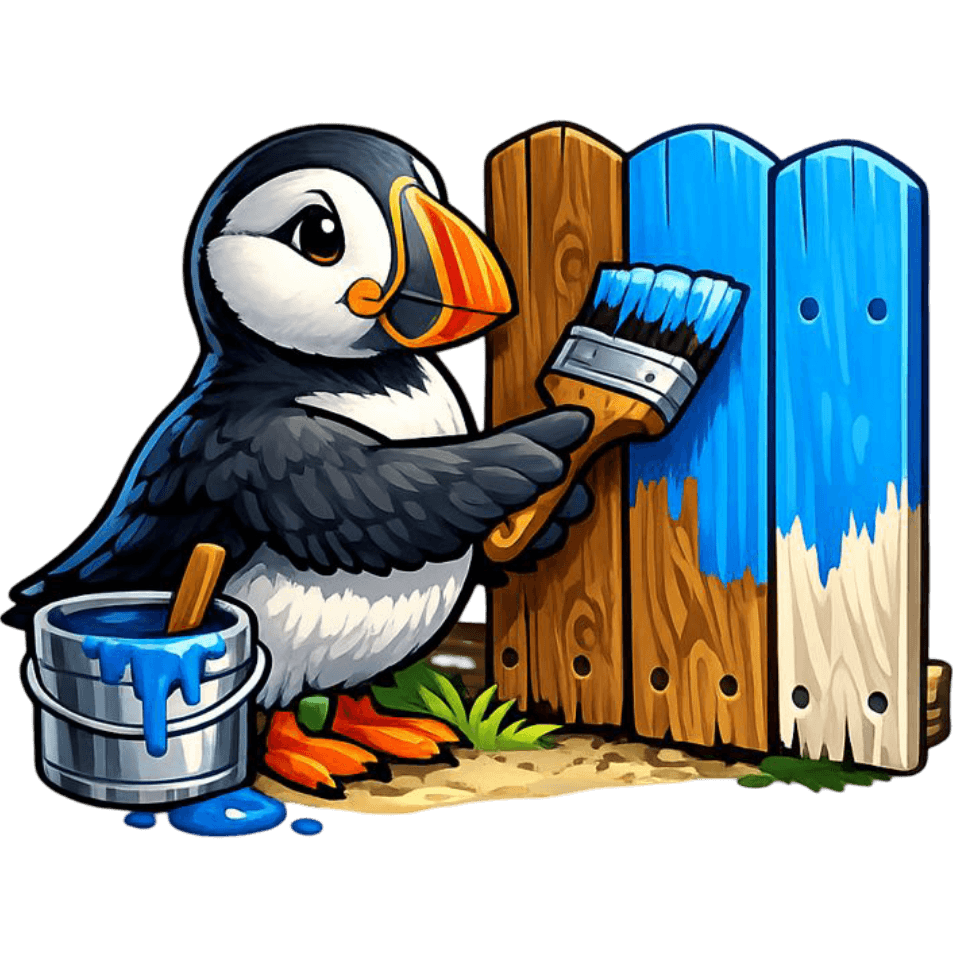Puffin Paints a Fence