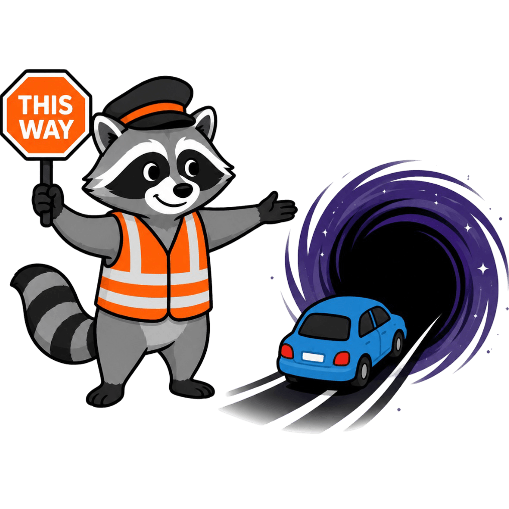 Raccoon Directs Traffic into a Black Hole