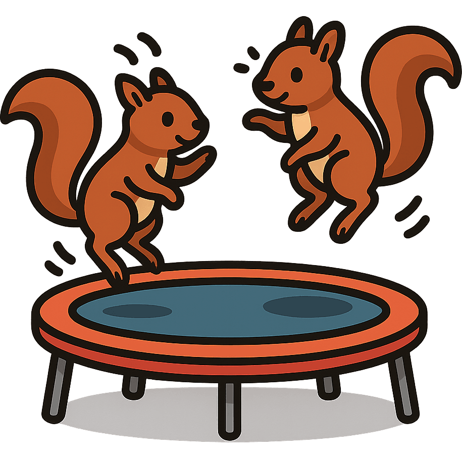 Squirrels on Trampoline
