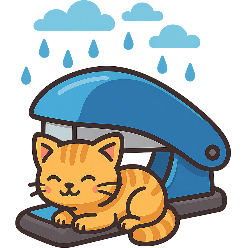 Stapler Shields Kitten from Rain